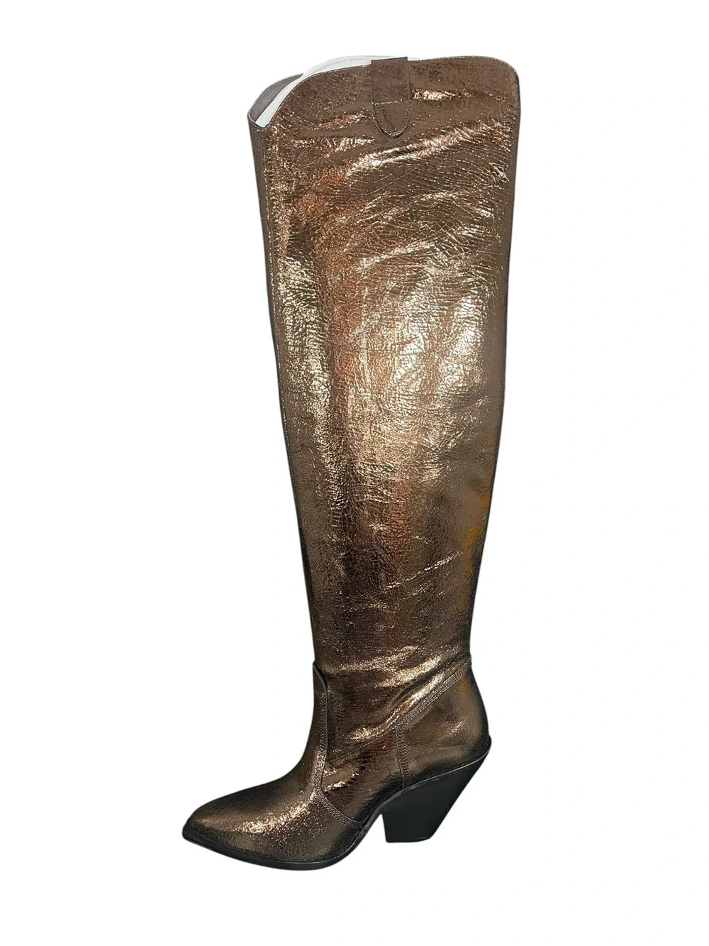 Free People Triple Crown Over The Knee Boots Leather Brown Copper Womens 9 NEW